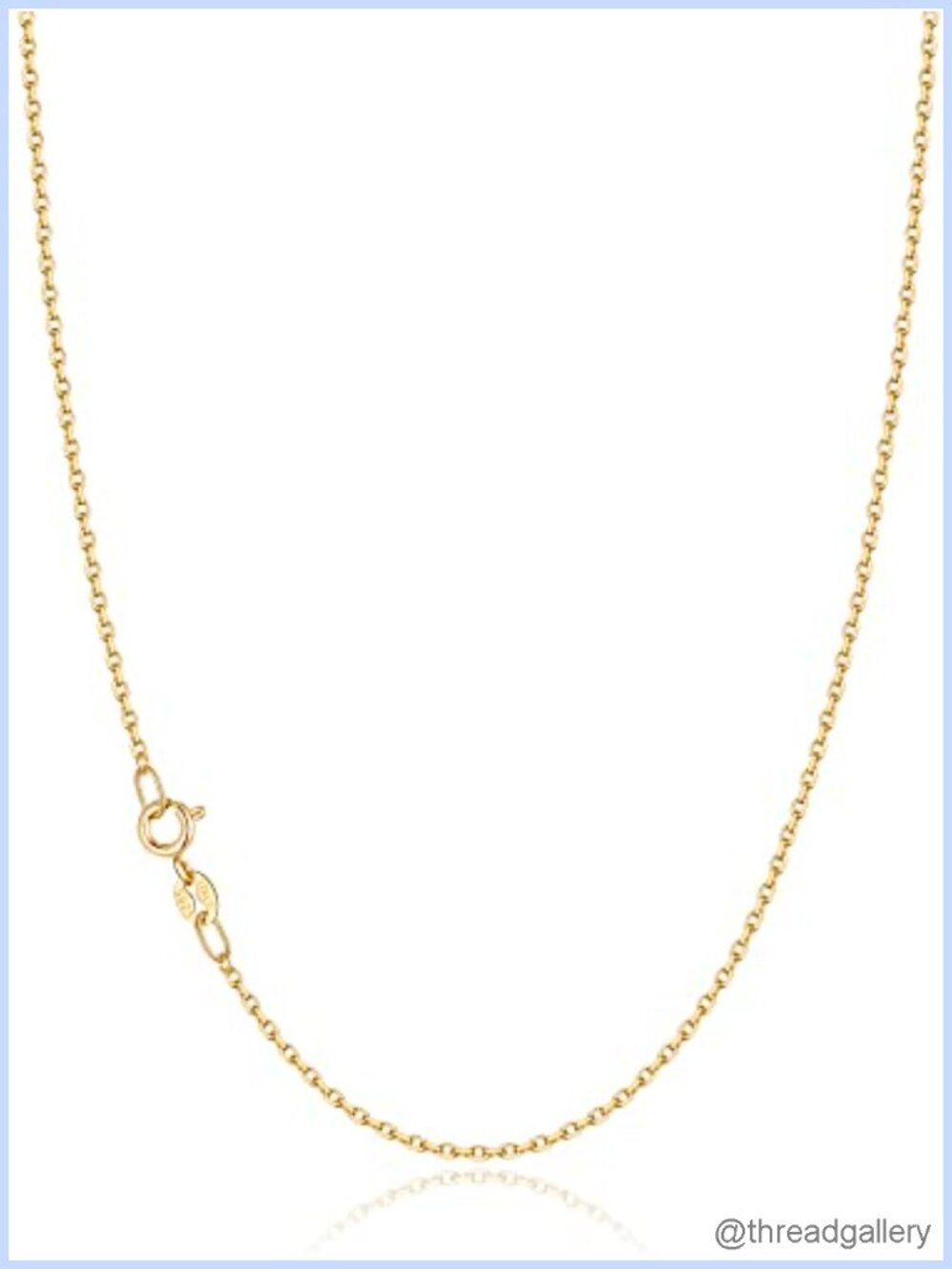18k Gold Plated 925 Sterling Silver Chain Necklace for Women, Cable Chain